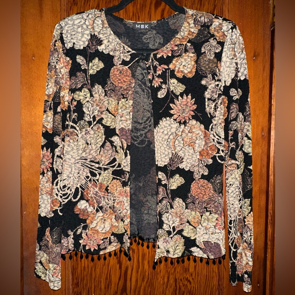 Cropped Floral Cardigan